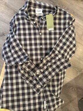 Goodfellow & Co Plaid Button-Down Shirt in Navy, Brown, White